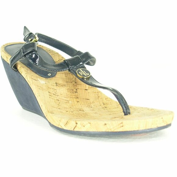 Lauren Ralph Lauren Wedge Sandal Black - Picture 1 of 13